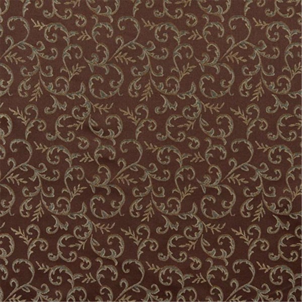 Designer Fabrics 54 in. Wide Abstract Floral Brown- Green And Gold Damask Upholstery And Window Treatment Fabric E646 - main